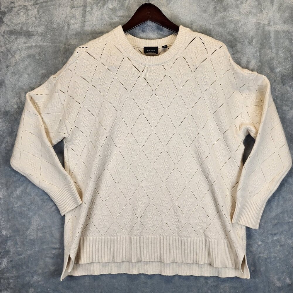 Cyrus Womens 1X Sweater Ivory Soft Stretchy